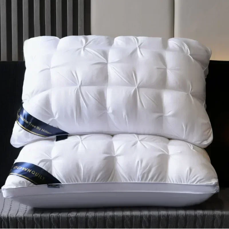 Twisted Flower White 100% Goose Down Pillow Sleep Gift Down-proof Queen King 100% Cotton White Neck Protection Bed Pillows 2