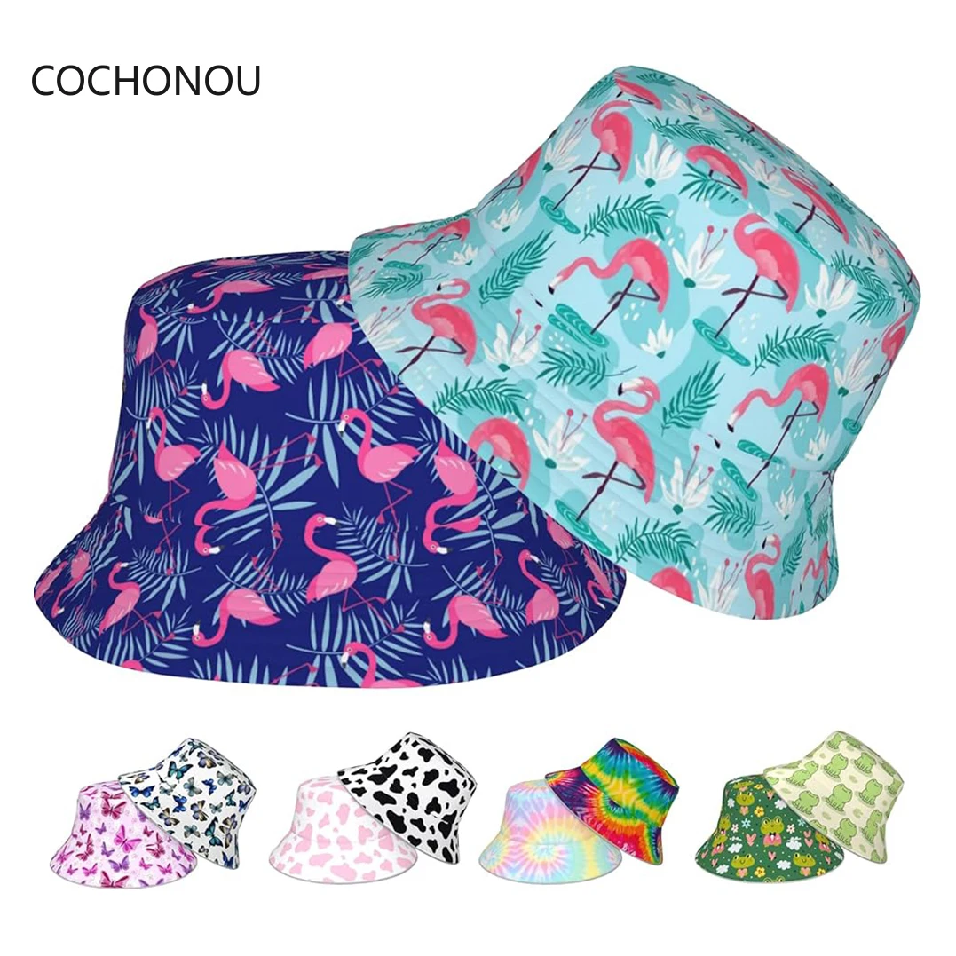 

Flamingo Bucket Hat for Women Men Unisex Reversible Sun Cap Packable Outdoor Fisherman Hat Headwear