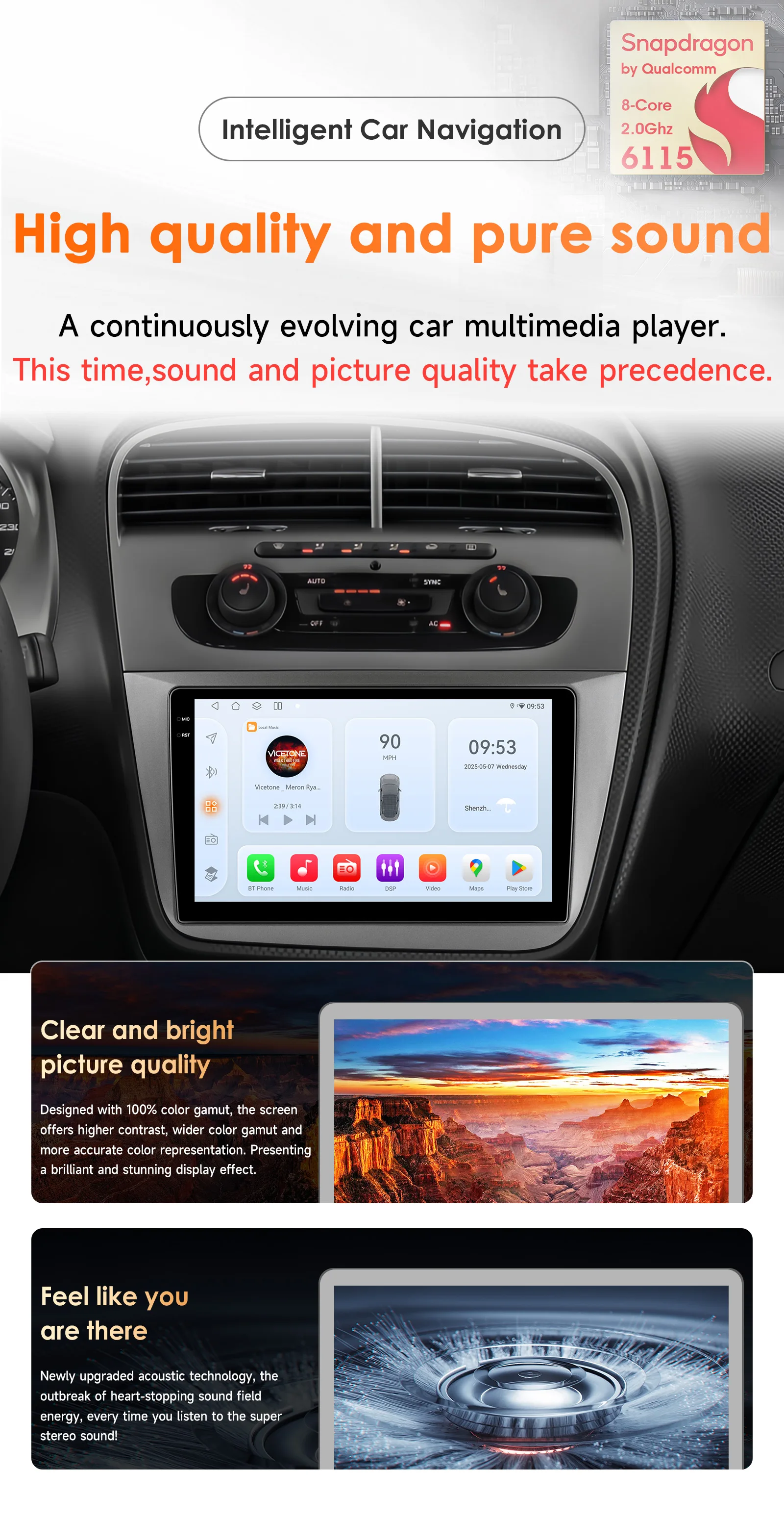 Hizpo 2Din Android 14 Autoradio Für Seat Altea 2004-2015 Toledo 2004-2009 Auto Multimedia GPS 4G BT DSP RDS GPS Carplay 6115 – Detail 2
