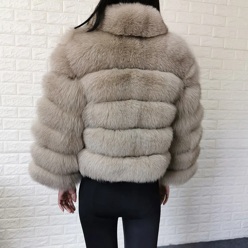 Maomaokong 2023 Natural Real Fox Fur Coat Raccoon Fur Jacket Women Winter Leather Fur Luxury Beige Female Furry Vest With Collar