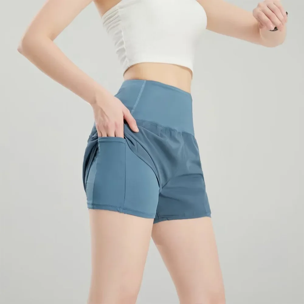 White High-Waist Sports Pants Women's Fitness Shorts Anti-Light Running Trousers Summer Sportswear Hot Pants Female Model