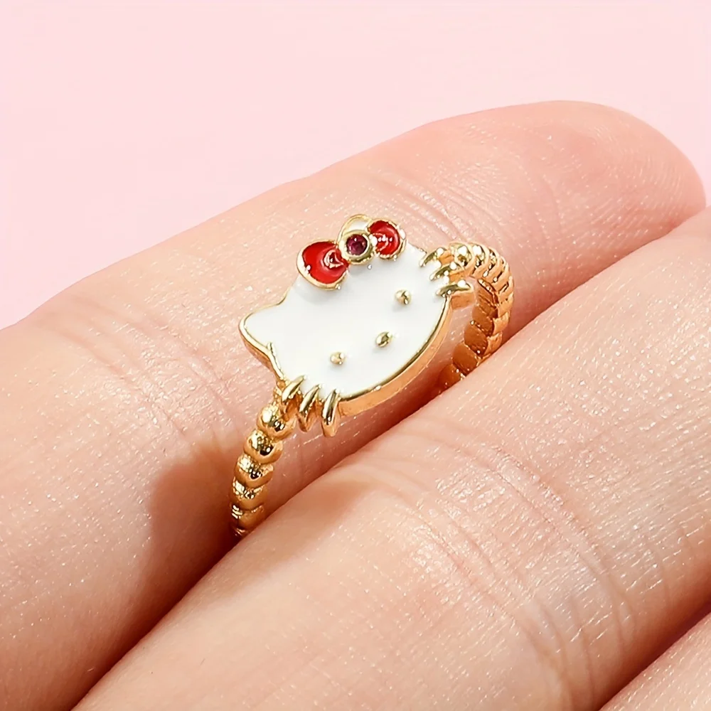 Adorable-Hello-Kitty-Cartoon-Rings-Collectible-Adjustable-White-Metal ...