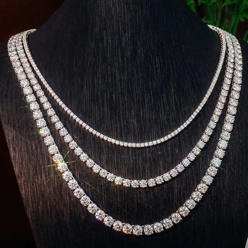 

JADE ANGEL Moissanite Tennis Necklace 925 Sterling Silver 4mm Diamond Necklace High Women's Jewelry