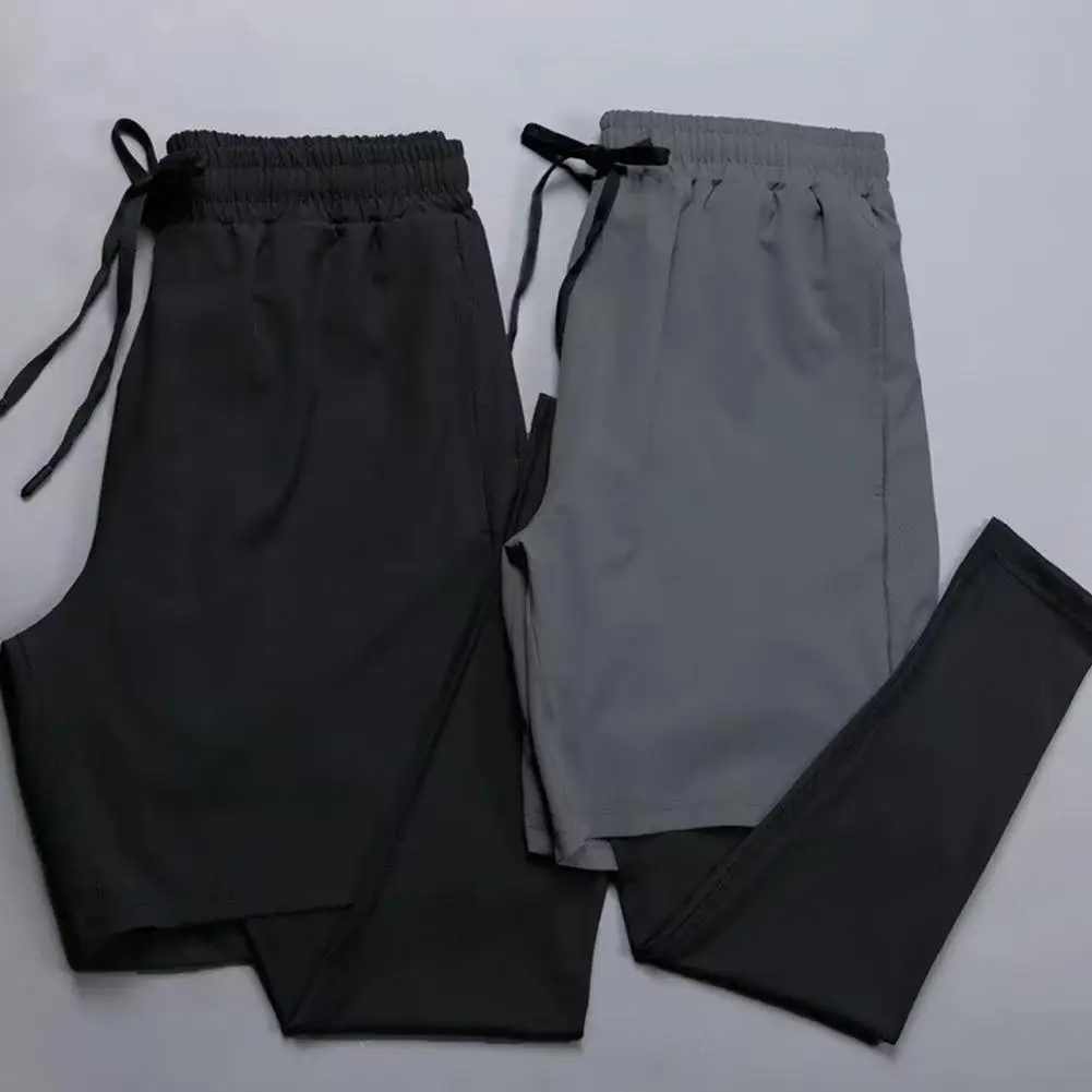 Men's Running Pants 2 In 1 Cropped Pants Compression Running Trousers Quick Dry Fitness Gym Leggings Training Bottoms 3