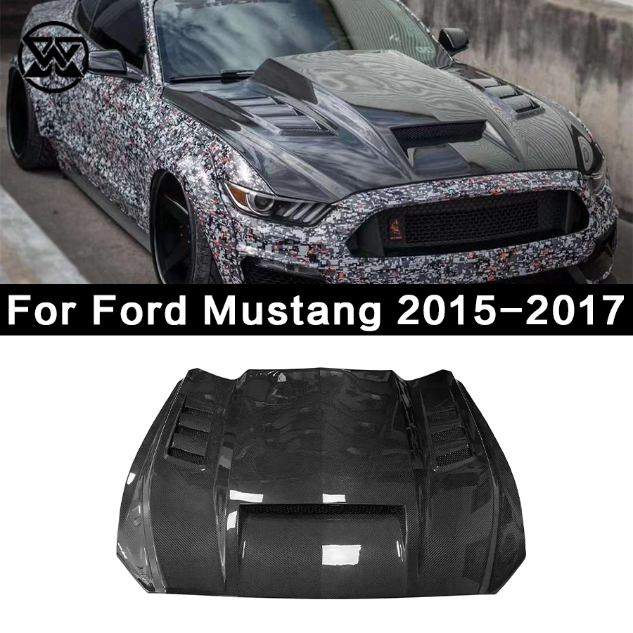 

Carbon Fiber Car Front Bumper Engine Hoods Cover For Ford Mustang 2015-2017 TF Style Car Hood Bonnet