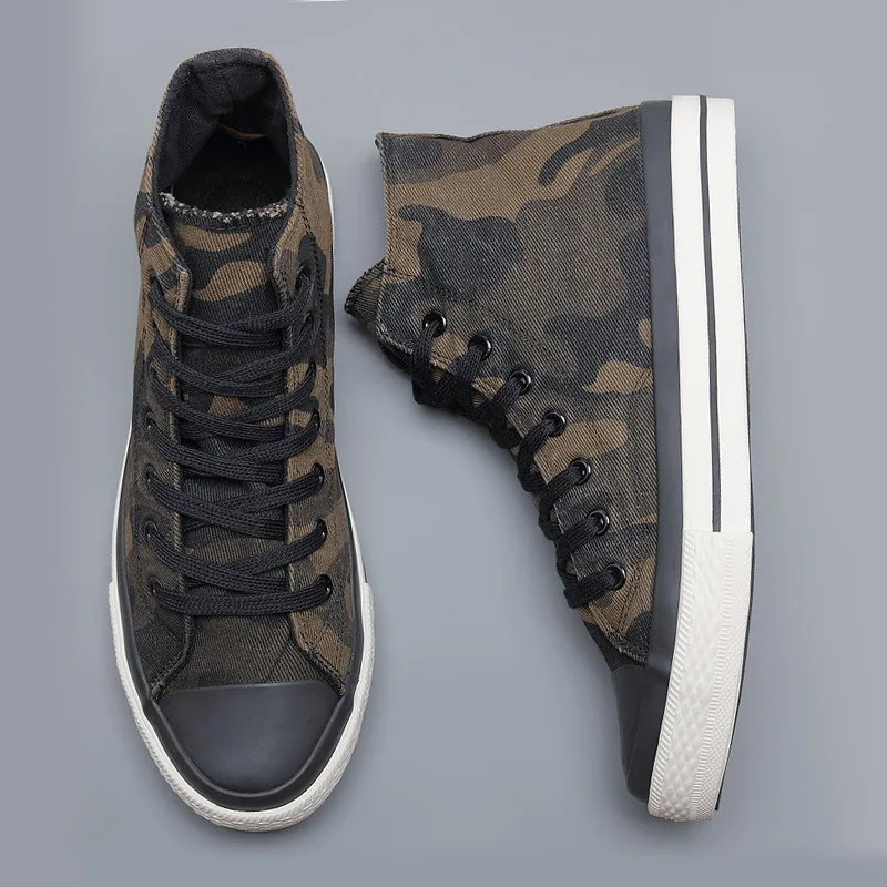 2024 New Men Canvas Shoes Fashion High Top Casual Shoes Outdoors Man Camouflage Sneakers  Men's Board Shoe Tenis Shoes Zapatos