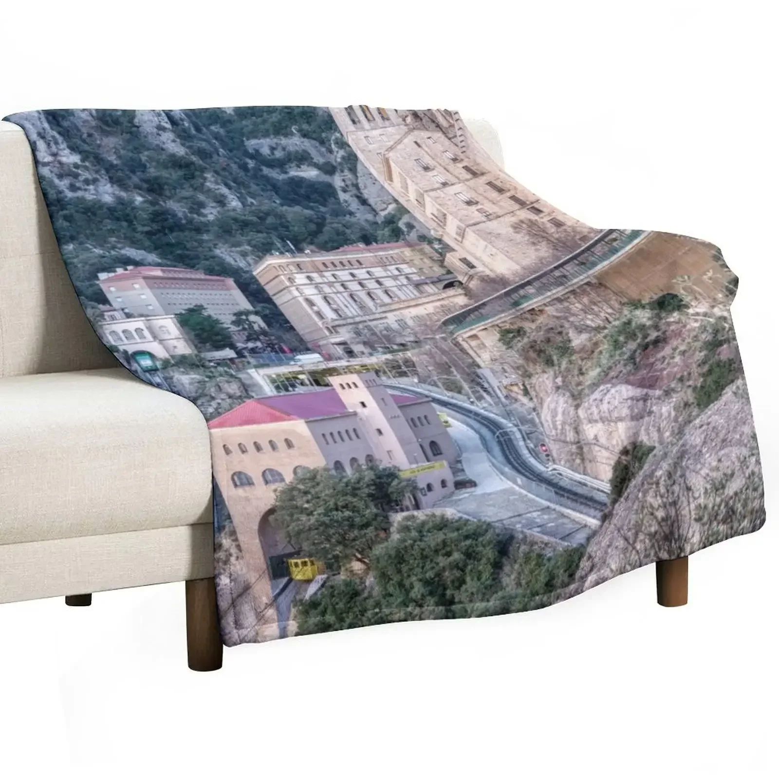 

Santa Maria de Montserrat Abbey, Catalonia, Spain Throw Blanket fluffy Weighted Sofa Quilt Soft Plaid Blankets