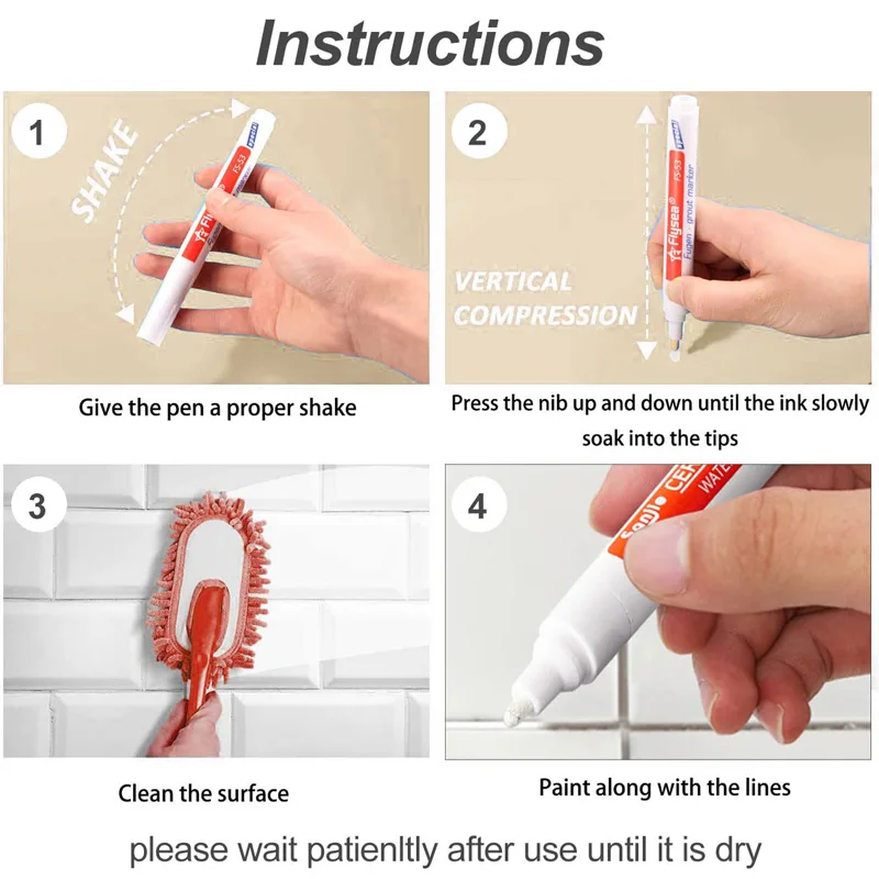 Haile 12Color Waterproof White Grout Tile Lines Marker Pens Gaps Repair Bathroom Porcelain Filling Grout Paint and Sealer Pen white marker pens,color marker pens,pen marker,marker pens
