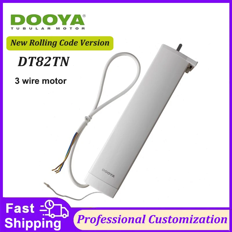 มอเตอร์ม่าน DOOYA รุ่น DT82TN 3 สายไฟ AC 100-240V 50/60 HZ, สวิตช์แบบแห้ง/ควบคุมด้วยคลื่นความถี่วิทยุ 433, มอเตอร์ม่านแบบเงียบสำหรับบ้านอัจฉริยะ 1