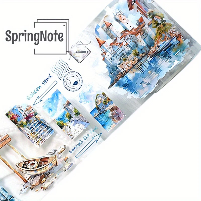 2m/ Roll Oil Painting PET Sticker Decorative Sea Tide Tape For Scrapbook Magazine Aesthetic Stationery 5