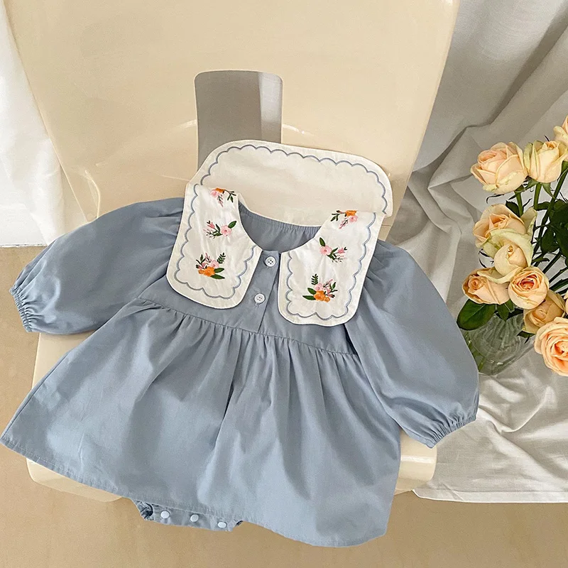 Autumn Baby Girls Bodysuit Embroidery One Piece