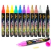 12PCS/Set Liquid Chalk Marker Pens Erasable LED Writing Board Glass Window Art 12 Colours Marker Pens,3mm-6mm Tips 3