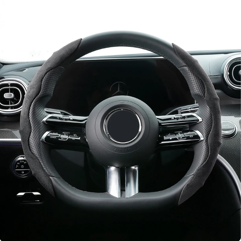 Suede Non-slip Car Steering Wheel Cover For Mercedes Benz GLK GLK GLA  AMG GLS A B C E S Class S400 W221 W222 W223 Accessories