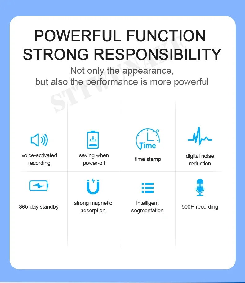 Pregled značajki snimača prikazan s ikonama