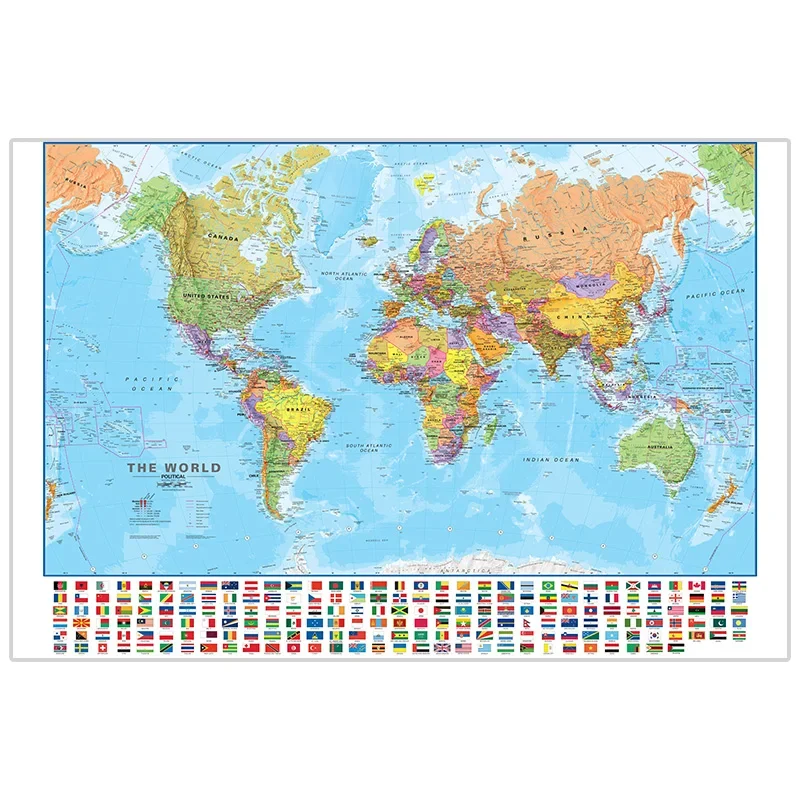 The World Map 150x100cm in English Non-woven Painting Wall Art Poster Office Home Hanging Decoration School Supplies Travel Map