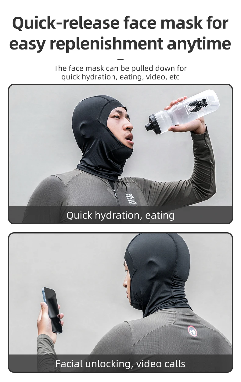 ROCKBROS Fahrrad-Gesichtsmaske, atmungsaktiv, Eisseide, Motorrad, Angeln, Reiten, Fahrrad, Schal, Kappe, Sonnenschutz, Outdoor, Radfahren, Kopfbedeckung, Maske – Detail 11