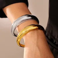 Minimalist C Shape Cuff Bracelet Bangles For Women 18K Gold Plated Smooth Glossy Stainless Steel Women's Bracelets Bangle 1