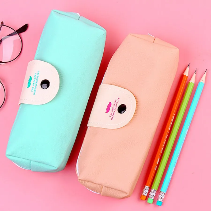 2Pcs Stationery Box Cute Creative Cartoon Large Capacity Pencil Bag Pencil Box Leather PU Case Students and Children