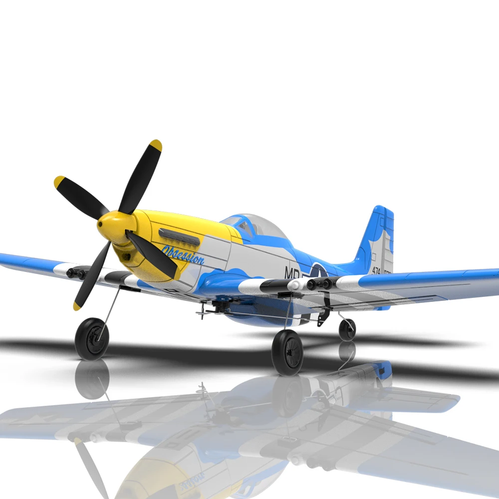 VolantexRC Mini Mustang P-51D V2 EPP 400mm Wingspan 2.4G 4CH 6-Axis Gyro One Key Aerobatics RC Airplane Trainer RTF 5