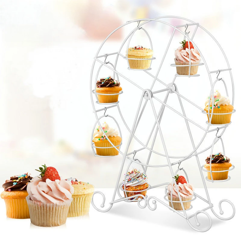 

Metal Rotating Ferris Wheel Cupcake Dessert Stand, Home Cake Storage Holder, Wedding Party Decoration, Display Shelf, Baking Too