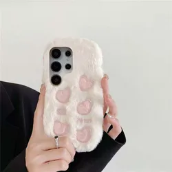 Fluffy Heart Love Soft Phone Case - Korean Style for Mi Poco X6 Pro (WHITE)