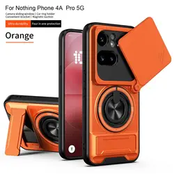 MagSafe Magnetic Fold Holder Military Armor Case with Camera Protection - Nothing Phone (4a) Pro (SJia - Orange)