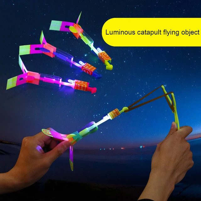10pcs Outdoor LED Slingshot Rocket Bamboo Dragonfly Parachute Light Shooting Catapult Flying Arrows Kids Toys for Children Gifts 1