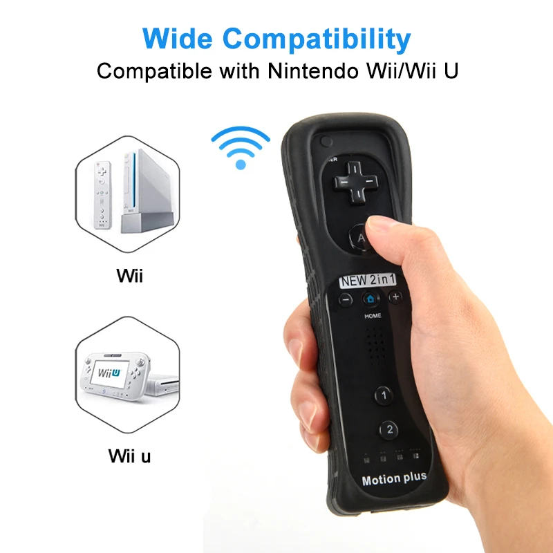2 in 1 For Nintendo Wii Motion Plus Remote Controller Wireless Gamepad Game Controller For Wii Nunchuck Remote Controle Joystick