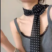 Elegant Rose Flower Long Satin Scarf Soft Kerchief Chiffon Neckerchief Pure Color Collar Decoration Chiffon Scarves 1