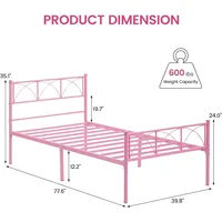 Platform Bed Frame with Headborad&Footboard,12.2 inches,No Box Spring Needed,Simple Assembly,Furniture(Pink,Twin) 2