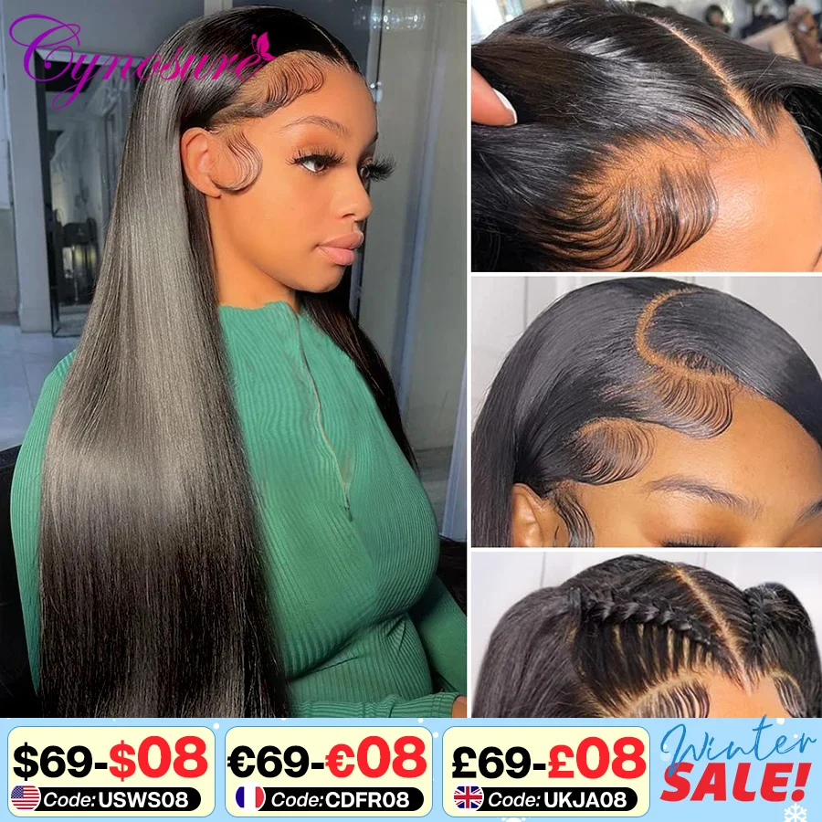 Cynosure 13X4/13X6 HD Transparent Lace Front Human Hair Wigs for Women Pre Plucked Remy Brazilian Straight Lace Frontal Wig