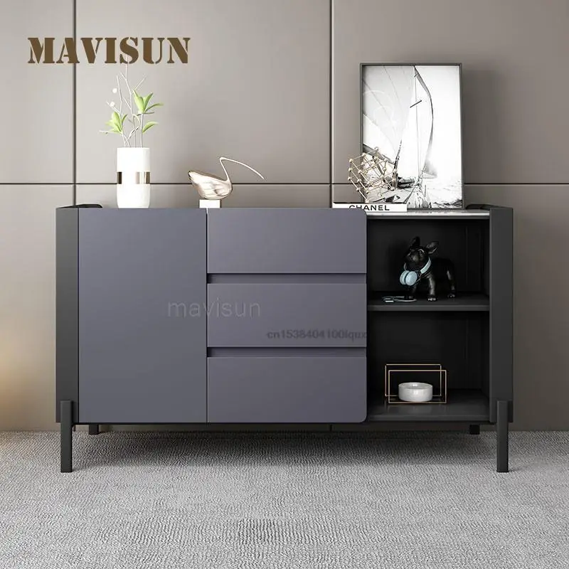 Nordic Rock Board Sideboard Light Luxury Modern Minimalist Cupboard Dining Cabinet Living Room Wine Cabinet Kitchen Furniture
