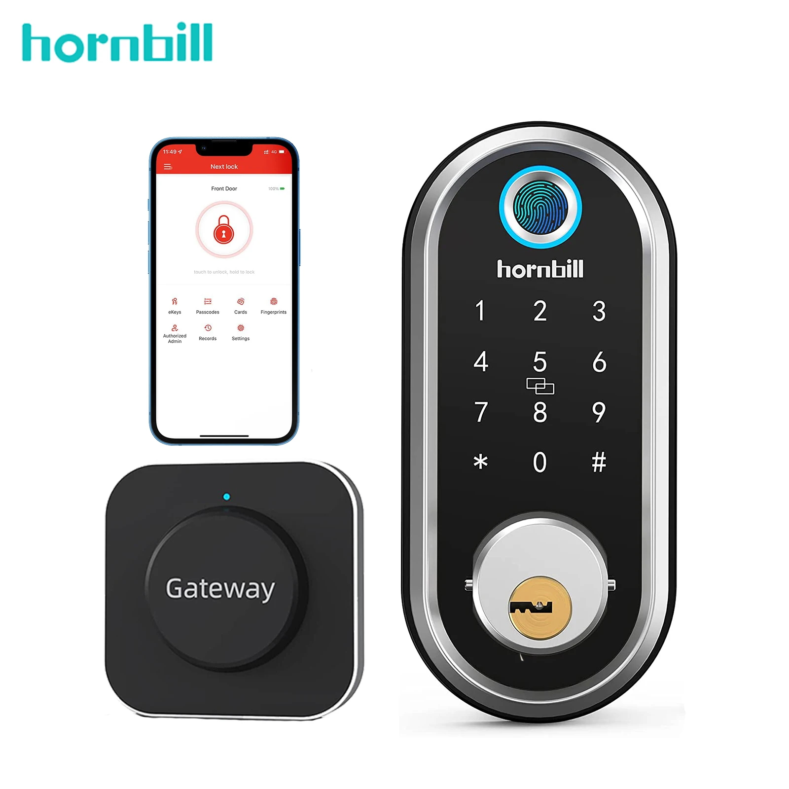 

Умный дверной замок Hornbill с Wi-Fi и отпечатком пальца