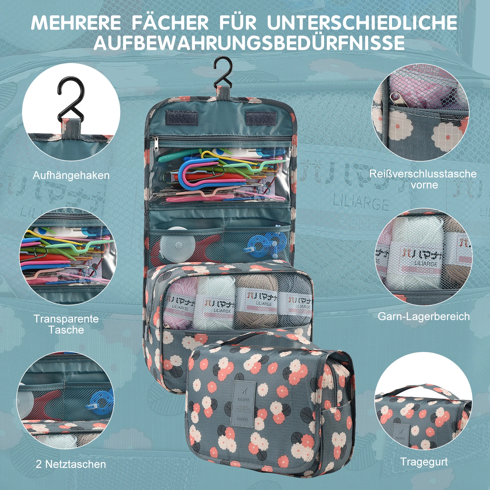 1 Set DIY-Häkelset für Anfänger, mit Wolle, Tasche, Häkelzubehör, Strickset, praktisches Häkelnadel-Set (optional) – Detail 3