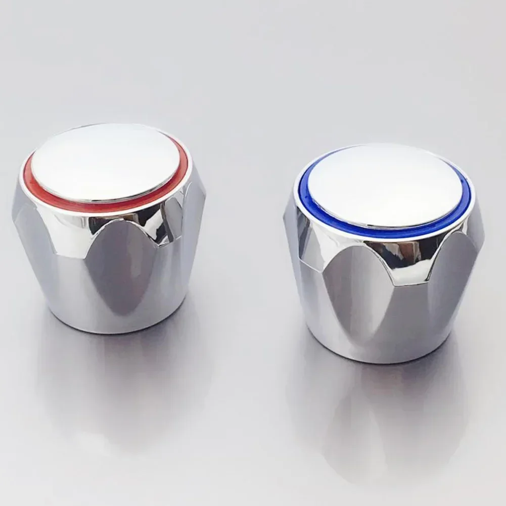 2PCS Tap Top Head Covers Replacement Hot & Cold Metal Chrome Plated Household Kitchen Bathroom Fixture Accessories