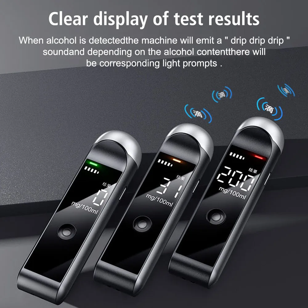 Breathalyzer With Buzzer Warning Portable Alcohol Tester Digital LCD Display 0-200mg/100ml Alcohol Detector Police Alcotester