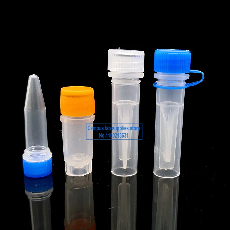 500pcs/lot 0.5ml Plastic Freezing Tube Lab Cryovial Silica Gel Gasket Vials V-bottomed/Flat-bottomed Test Tube
