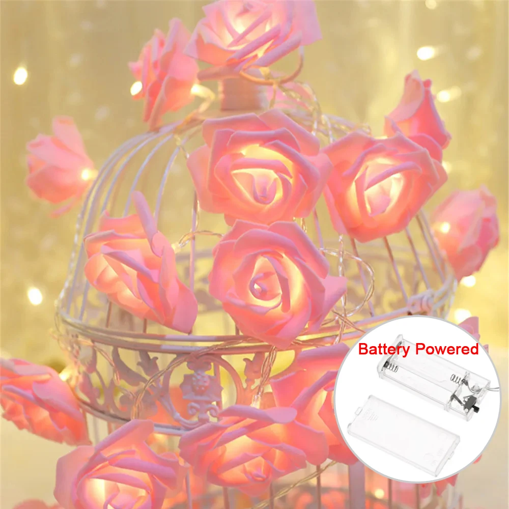 5V USB/Battery Power Red Pink Warm Blue RGB Rose Flower LED String Light 1.5M 3m 6M 10M Wedding Christmas Decoration Fairy Lamp