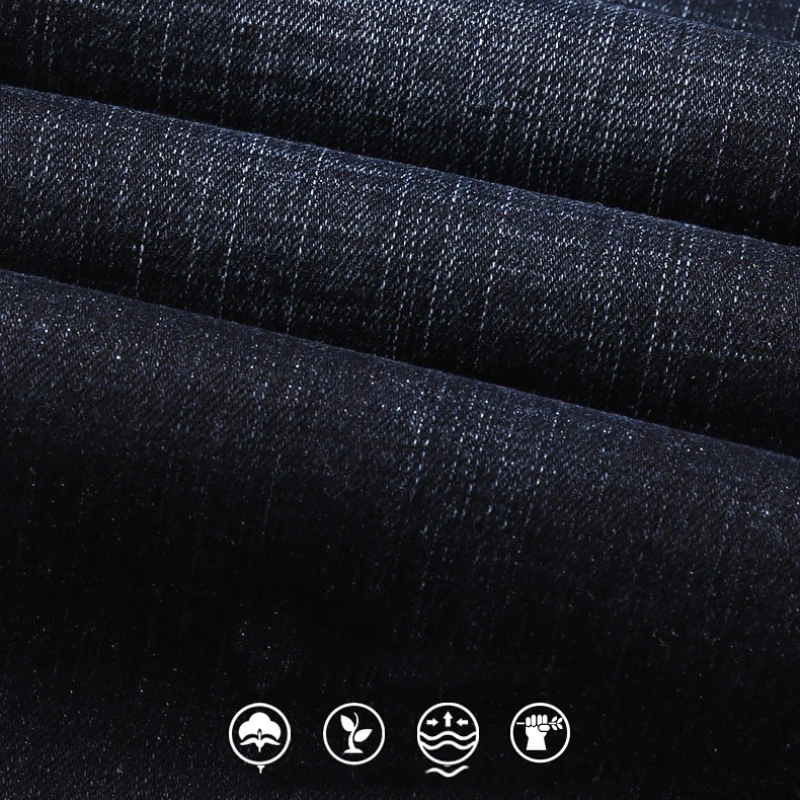 New Men's Fashion  Business Casual Stretch Slim Jeans Classic Trousers Denim Pants Male Black Blue 4