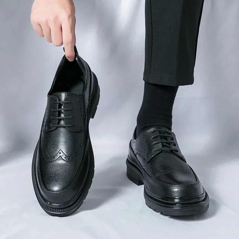 Gentleman Retro Business Leather Shoes Formal Dress Office Shoes Men's Wedding Black Brown British Style