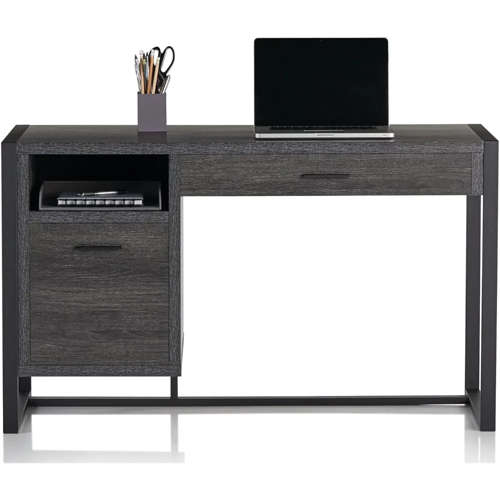 DeJori 51"W Writing Desk, Charcoal 4