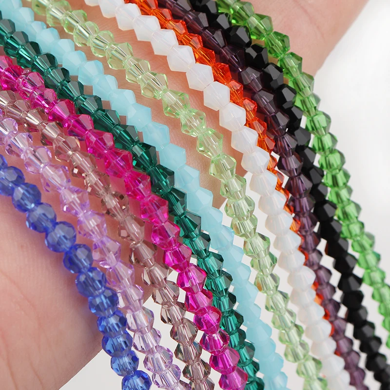 LIMAOLLY 400pcs 4mm Bicone Crystal Glass Beads - Mixed Colors For Jewelry Making & DIY Crafts - View #9