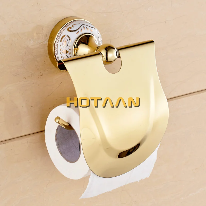 Stainless steel Bathroom Accessories Set Robe hook Paper Holder Towel Bar Towel Ring gold bathroom sets HT-810200-A
