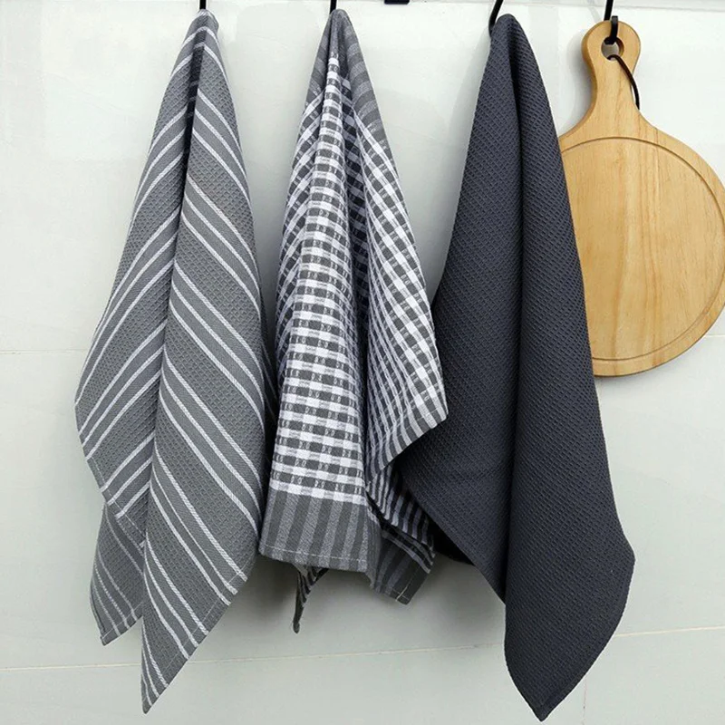 Trendy Black & White Tea Towels (Set of 3)