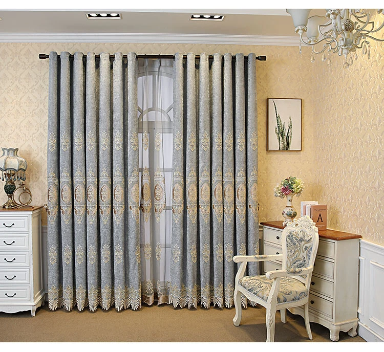 Luxury Curtains for Living Room Bedroom Bay Window Floor-to-ceiling Window Blackout Thickened Embroidered Curtains Window Screen