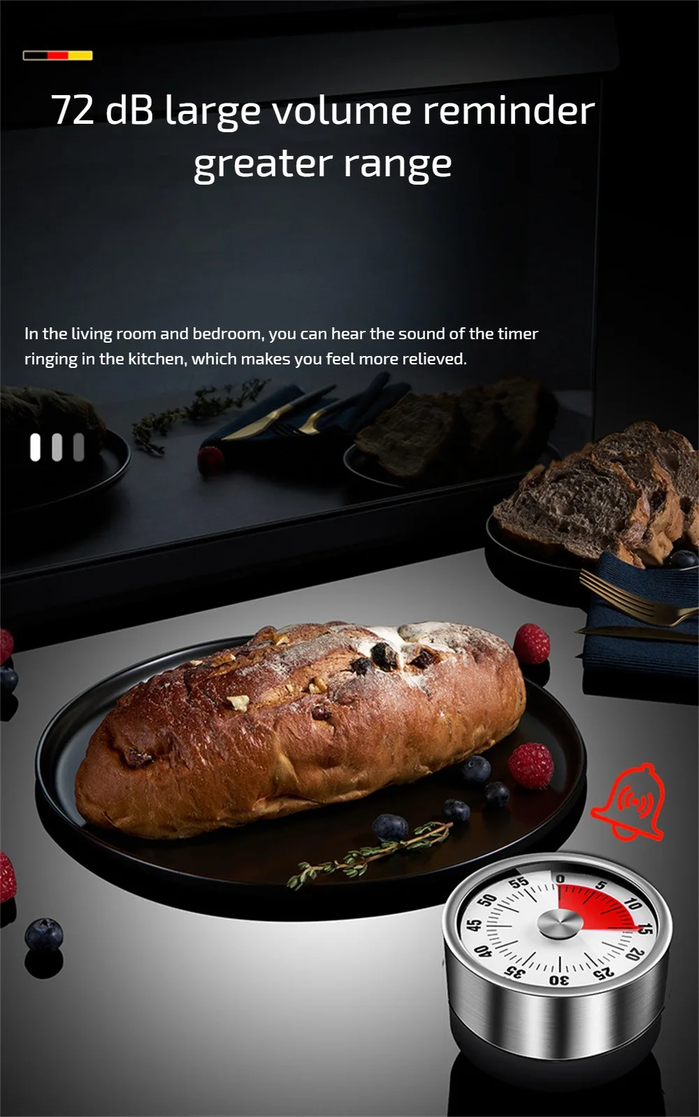 Description Picture 6 of item1pc Visual Timer Mechanical Countdown Timers Kitchen Classroom Baking Clock For Teaching Meeting Cookin Working Kitchen Gadgets