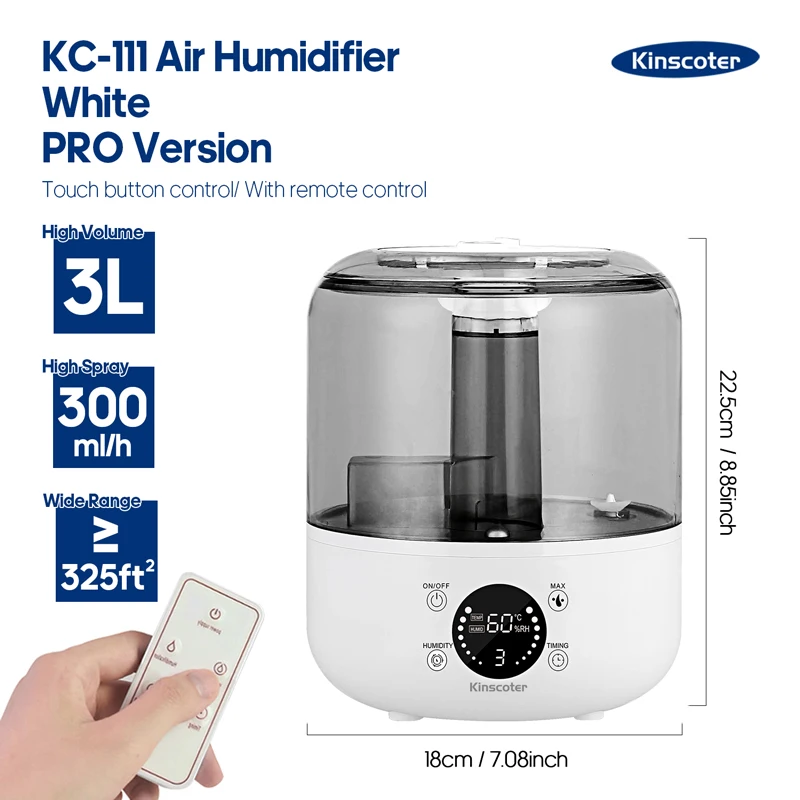 KINSCOTER 3L مرطب الهواء المهنية سعة كبيرة المنزل...