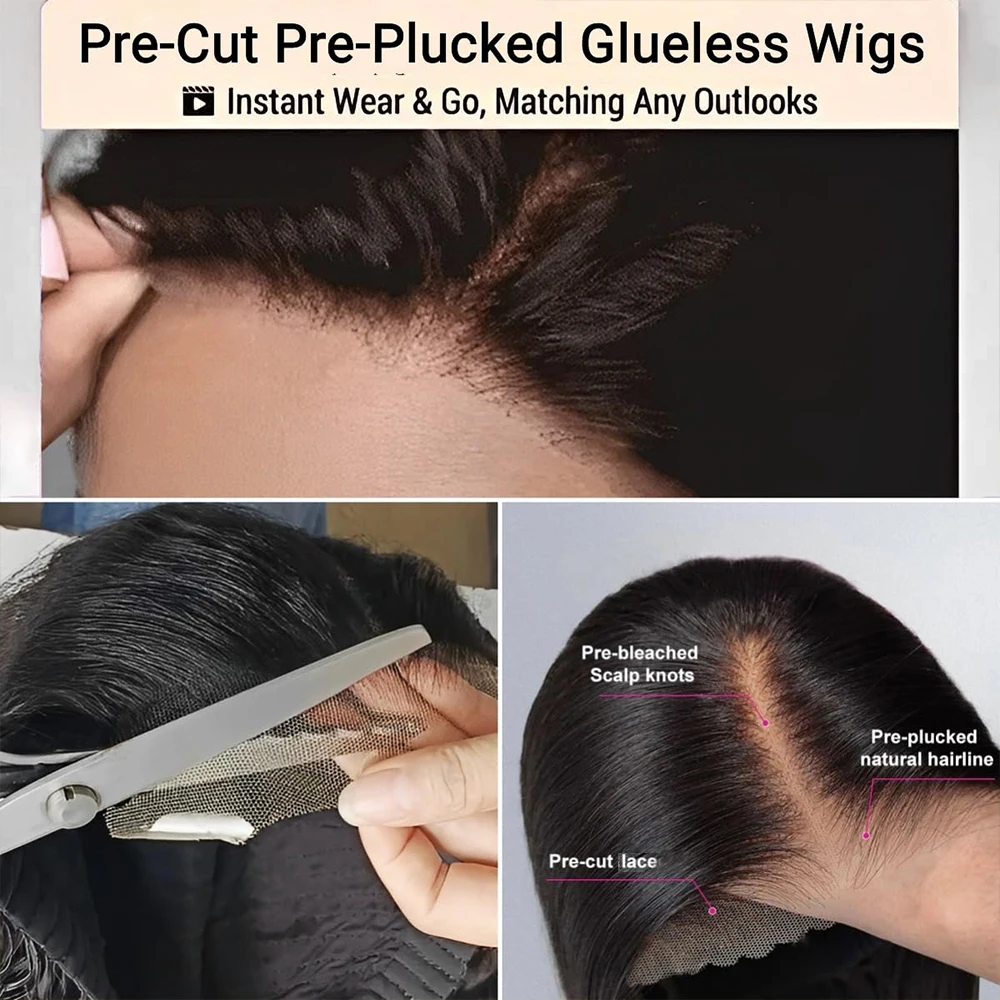 34 Inches Wear and Go Glueless Wig 180% Straight Curly Baby Hair Wigs For Women 5x57x5 Pre-cut Lace Closure 360 Full Lace Wig