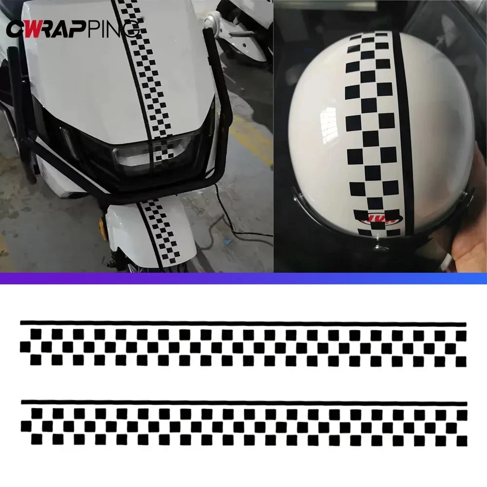 Adesivi per auto da 50 cm Adesivi per decalcomanie a strisce a quadretti Decalcomanie per parafango per moto Adesivo decorativo per accessori per moto per auto - immagine 2
