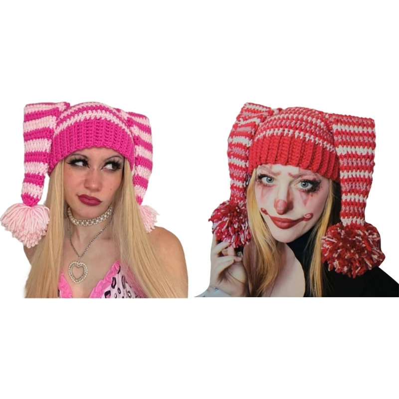 handmade red white pink clown headband yarn twists Crochet Clown Costume Set - Etsy main image 4